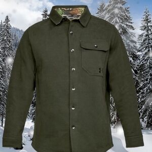 Under Armour Buckshot Fleece Button Up Shirt Loose Coldgear Small Green/Camo UA
